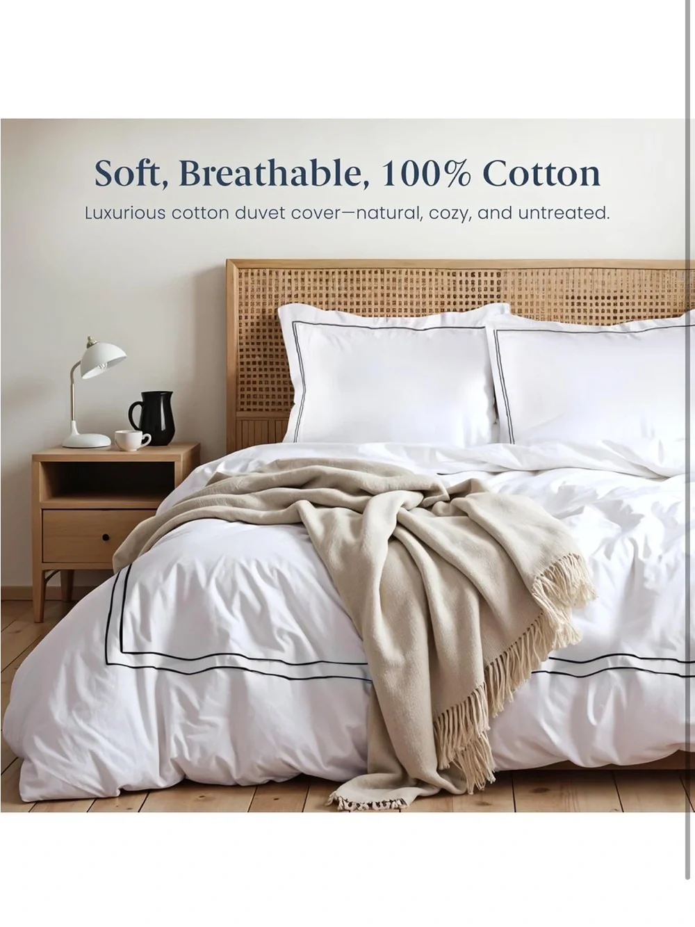 NEW Ella Jayne Duvet Cover Queen Size (3 Pieces), 100% Cotton Percale
